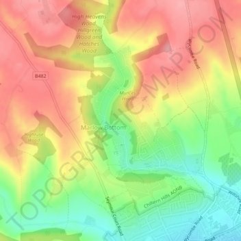 Marlow Bottom topographic map, elevation, terrain