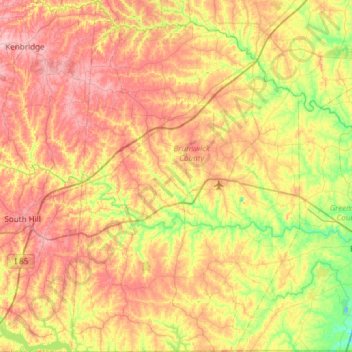 Brunswick County topographic map, elevation, terrain
