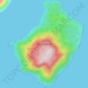 Raza Island topographic map, elevation, terrain