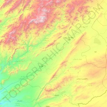 Zabul Province topographic map, elevation, terrain
