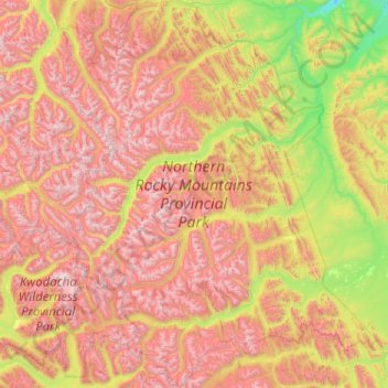 Northern Rocky Mountains Provincial Park topographic map, elevation, terrain