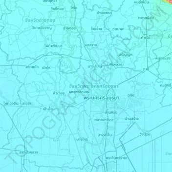 Phra Nakhon Si Ayutthaya Province topographic map, elevation, terrain