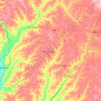 Sioux County topographic map, elevation, terrain