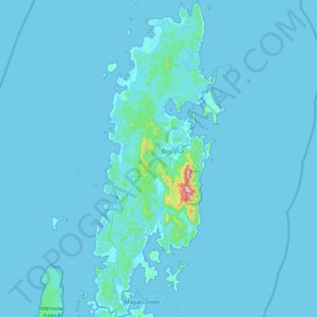 Île Andaman du Nord topographic map, elevation, terrain