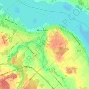 Pembroke topographic map, elevation, terrain