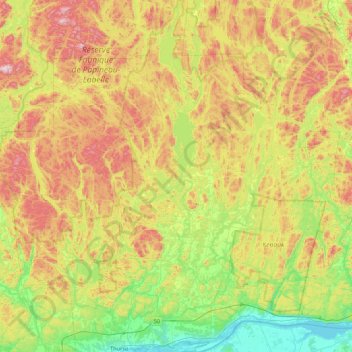 Petite-Nation River topographic map, elevation, terrain