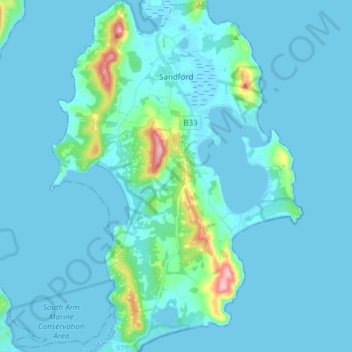Sandford topographic map, elevation, terrain