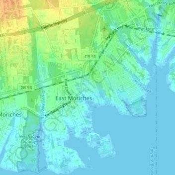 East Moriches topographic map, elevation, terrain