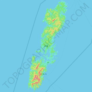 Tsushima Island topographic map, elevation, terrain