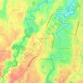 Ciangsana topographic map, elevation, terrain