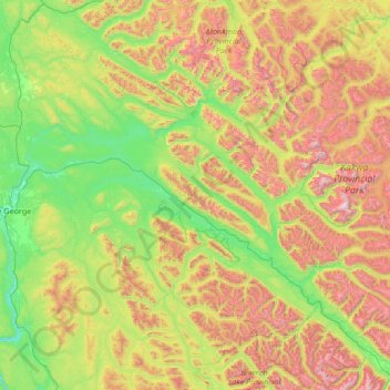 Area F (Willow River/Upper Fraser) topographic map, elevation, terrain
