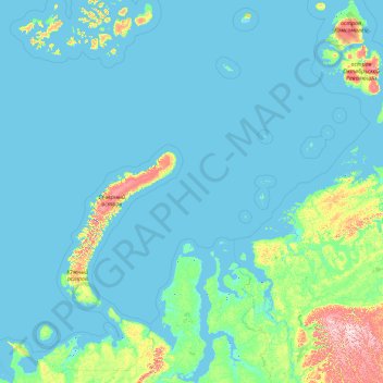 Kara Sea topographic map, elevation, terrain