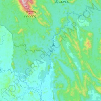 Sungai Tembeling topographic map, elevation, terrain