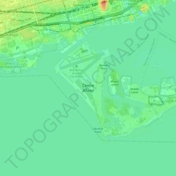 Toronto Islands topographic map, elevation, terrain