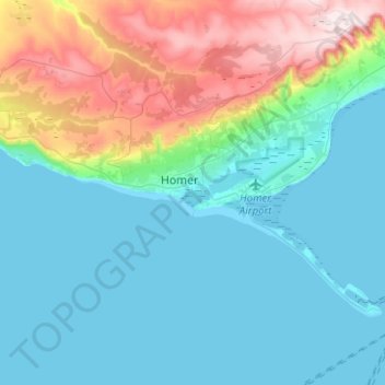 Homer topographic map, elevation, terrain