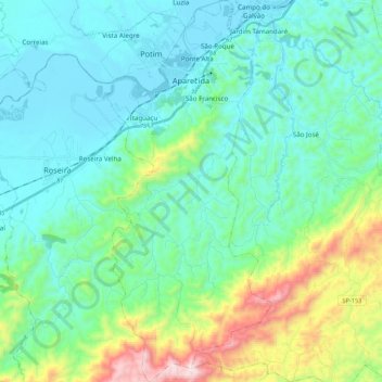 Aparecida topographic map, elevation, terrain