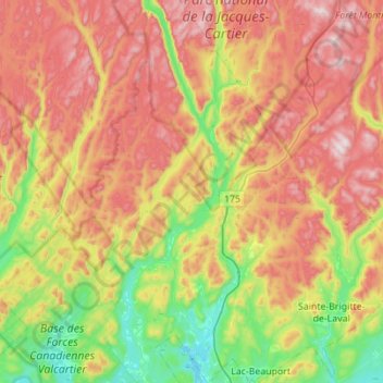 Stoneham-et-Tewkesbury topographic map, elevation, terrain