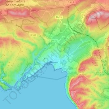 Cassis topographic map, elevation, terrain