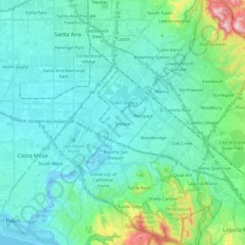 Irvine topographic map, elevation, terrain