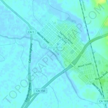 Castroville topographic map, elevation, terrain