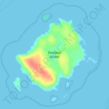 Portland Island topographic map, elevation, terrain