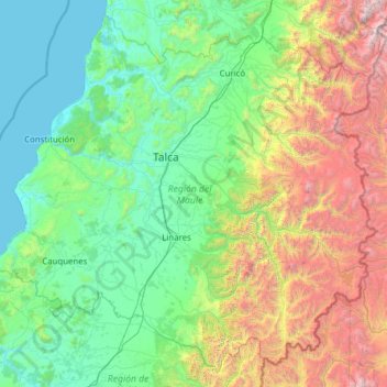 Maule topographic map, elevation, terrain