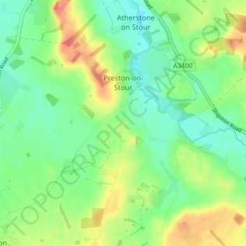 Preston on Stour CP topographic map, elevation, terrain