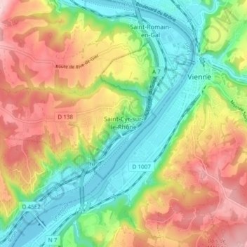 Saint-Cyr-sur-le-Rhône topographic map, elevation, terrain