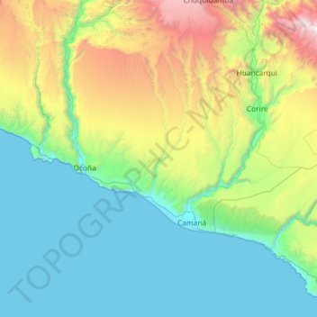 Provincia de Camaná topographic map, elevation, terrain