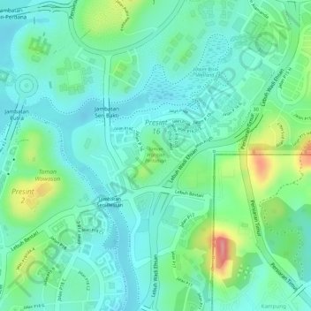 Taman Warisan Pertanian topographic map, elevation, terrain