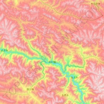 马利镇 topographic map, elevation, terrain