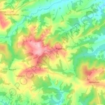 Brightling topographic map, elevation, terrain