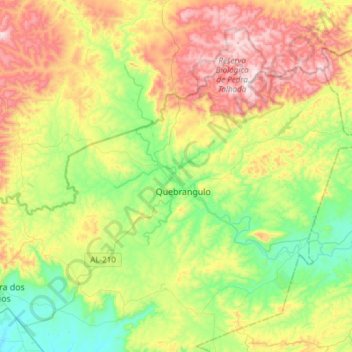 Quebrangulo topographic map, elevation, terrain