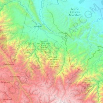 Kosñipata topographic map, elevation, terrain