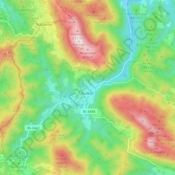 Aulesti topographic map, elevation, terrain