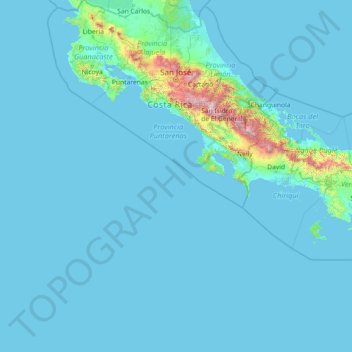Costa Rica topographic map, elevation, terrain