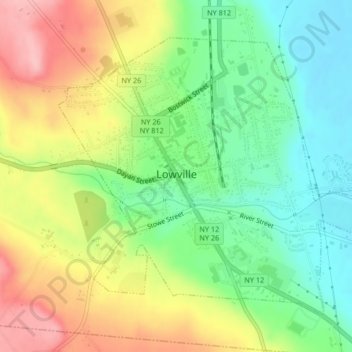 Village of Lowville topographic map, elevation, terrain