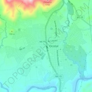 Ocotal topographic map, elevation, terrain