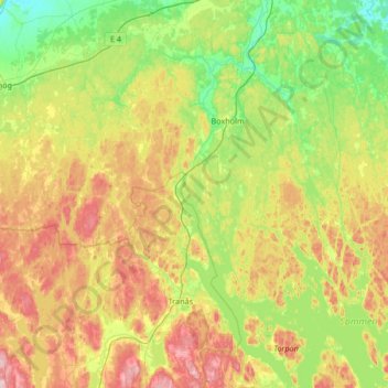 Boxholms kommun topographic map, elevation, terrain