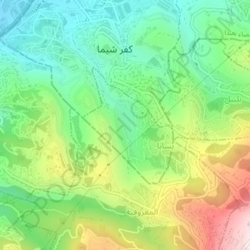 Bsaba topographic map, elevation, terrain