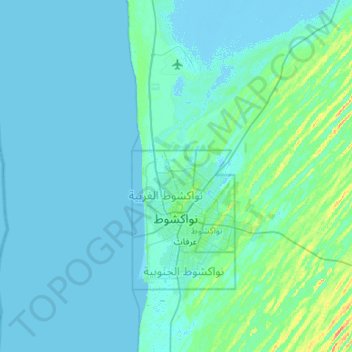 Nouakchott topographic map, elevation, terrain