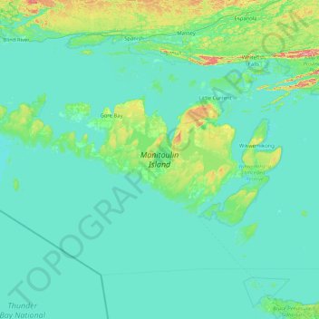 Manitoulin Island topographic map, elevation, terrain