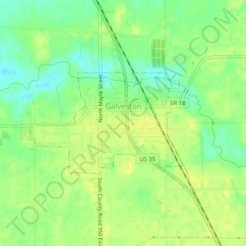 Galveston topographic map, elevation, terrain