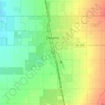 Delano topographic map, elevation, terrain