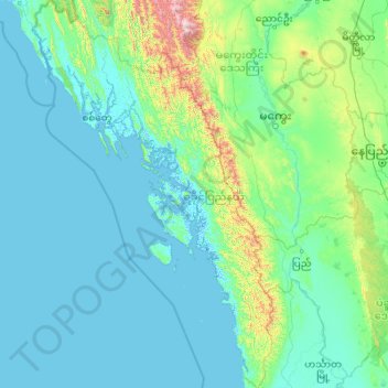 Rakhine topographic map, elevation, terrain