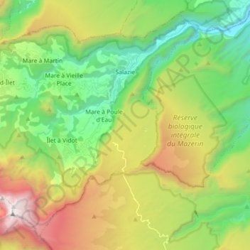 Salazie topographic map, elevation, terrain