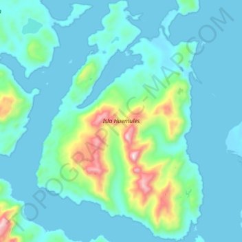 Isla Huemules topographic map, elevation, terrain
