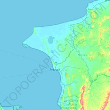 Necoclí topographic map, elevation, terrain