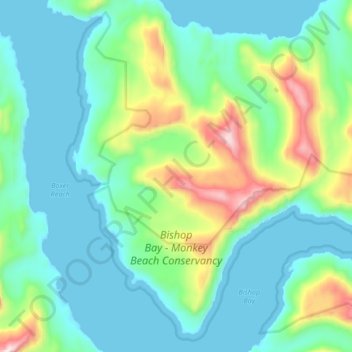 Bishop Bay - Monkey Beach Conservancy topographic map, elevation, terrain