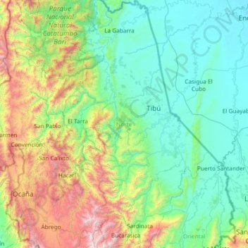 Norte topographic map, elevation, terrain